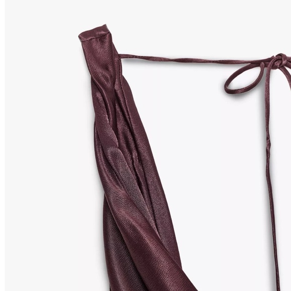 Zara NWT satin long dress burgundy 8257/934 - Picture 6 of 11